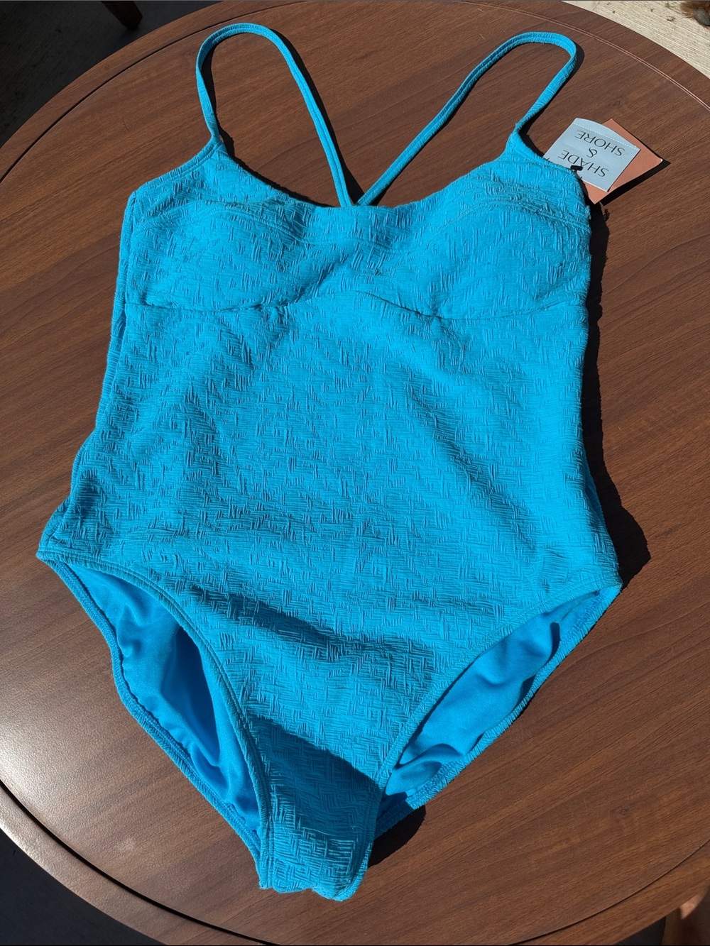 Shade & Shore Bright Turquoise One-Piece Swimsuit NWT